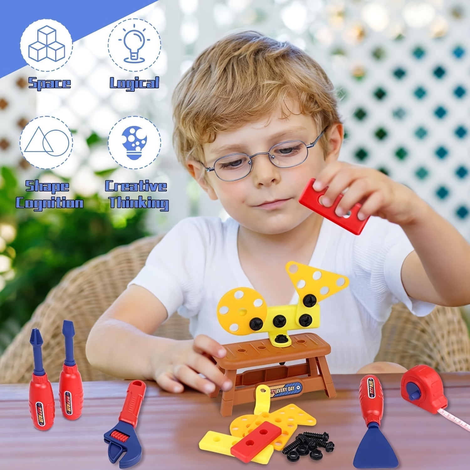 48-Piece Tool Set for Kids – With Electric Drill, Safety Helmet, and Storage Bag